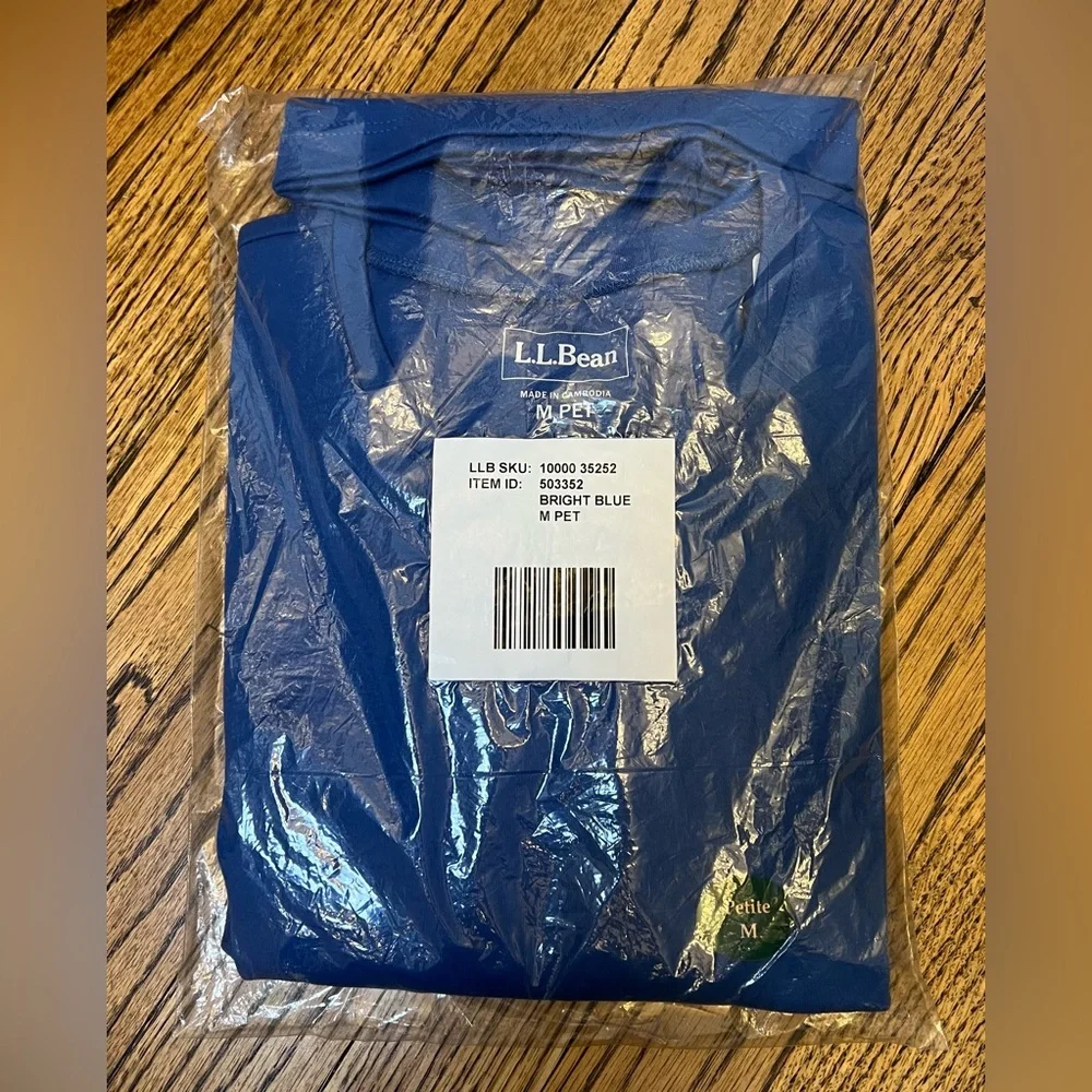 NEW LL Bean Bright Blue Size Large PETITE Long Sleeve Crew Neck NWT Classic $29 - Picture 2 of 6